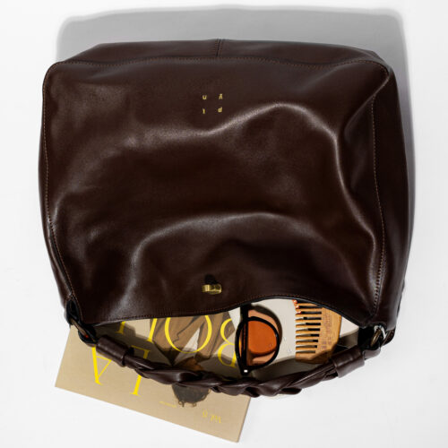 Сумка коричнева хобо з натуральної шкіри ручної роботи