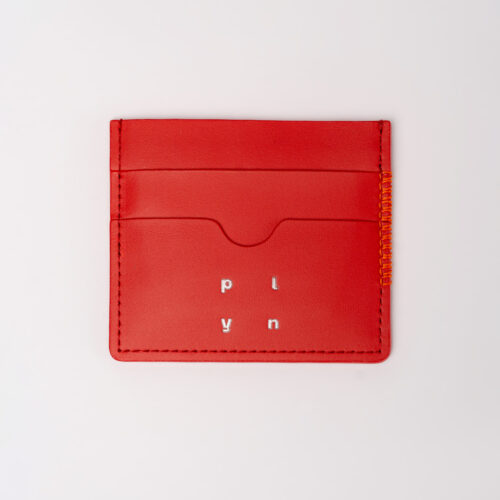 Картхолдер червоний з натуральної шкіри з ручним акцентним швом