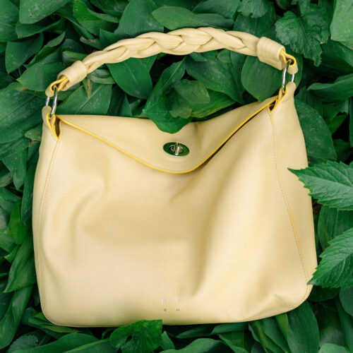 Сумка ХОБО жовта з натуральної шкіри «Вершкове масло» ручної роботи