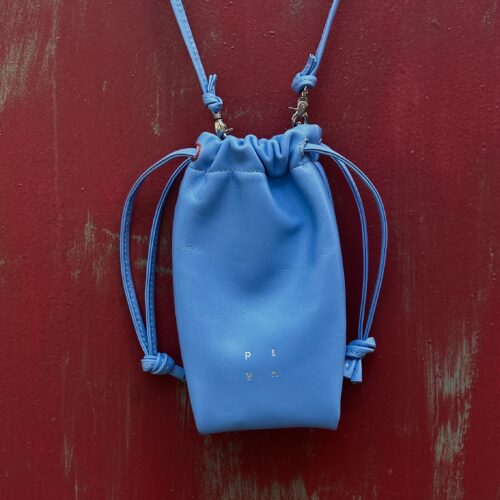 Блакитний шкіряний кисет купити Сумка з натуральної шкіри ручної роботи