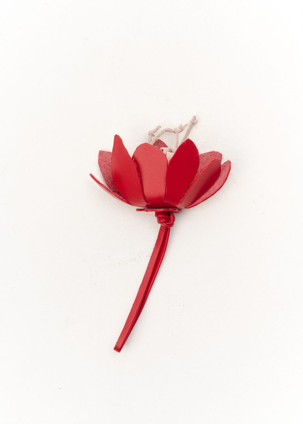 шкіряний червоний брелок для сумки ручна робота