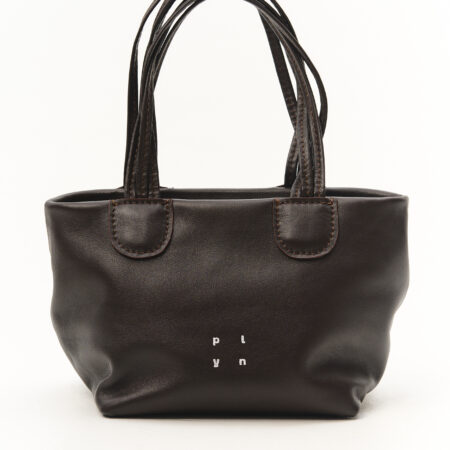 Коричнева шкіряна кросбоді з плетеними ручками — модель Пташка