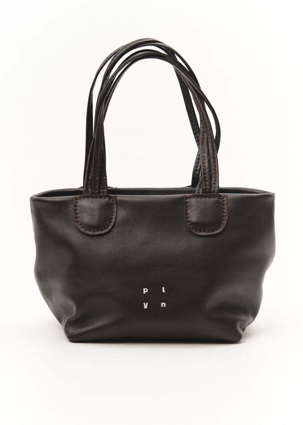 Коричнева шкіряна кросбоді з плетеними ручками — модель Пташка