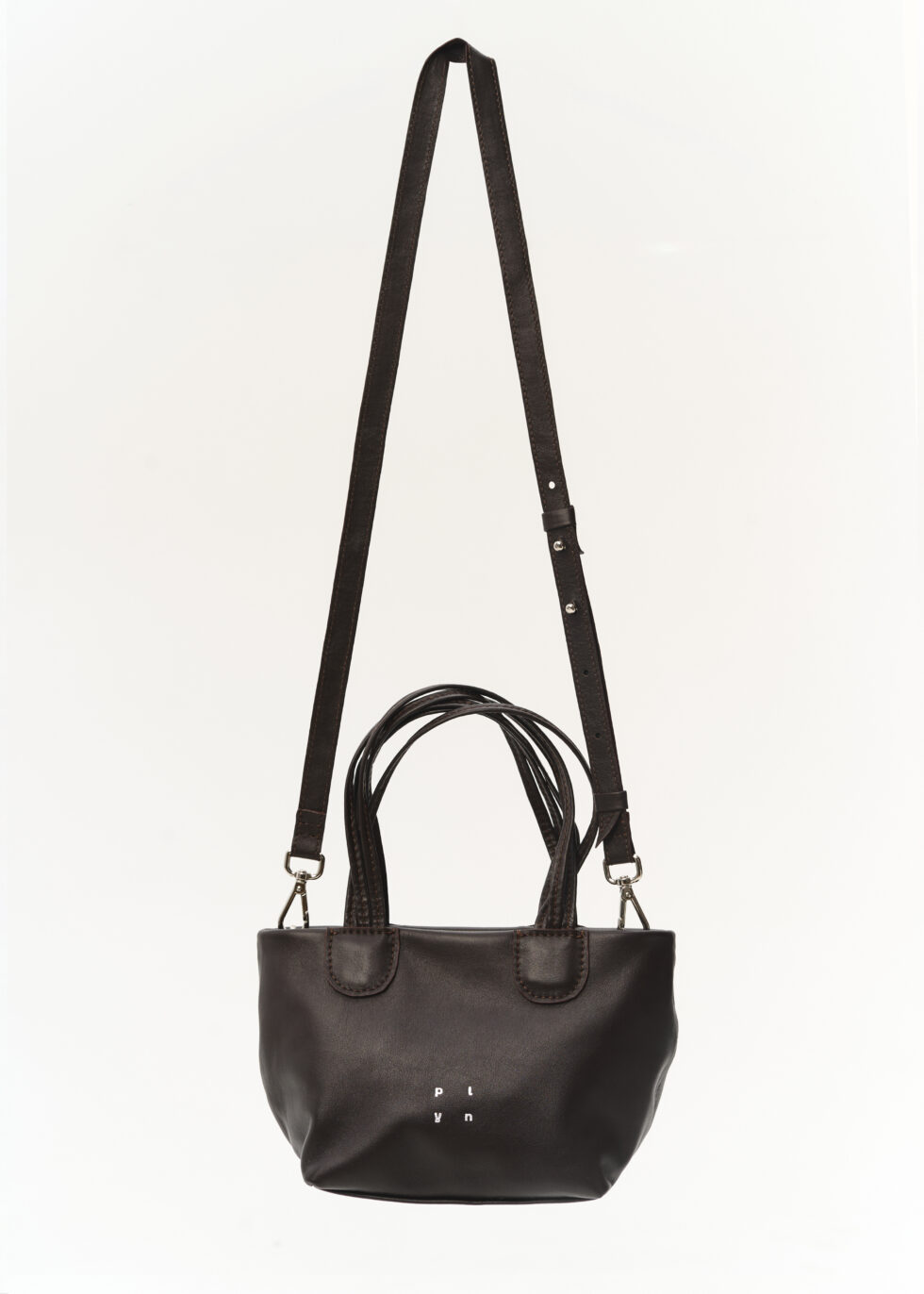 Жіноча сумка кросбоді з коричневої шкіри, компактний розмір та довгий ремінець